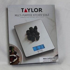 Taylor Stainless Steel Kitchen Scale with Blue Backlit Display